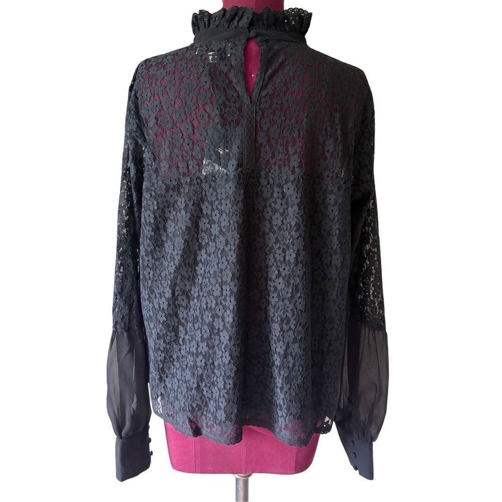 NEW TUCKERNUCK Black Lace Rosalee Blouse top size XL Floral - Picture 6 of 14